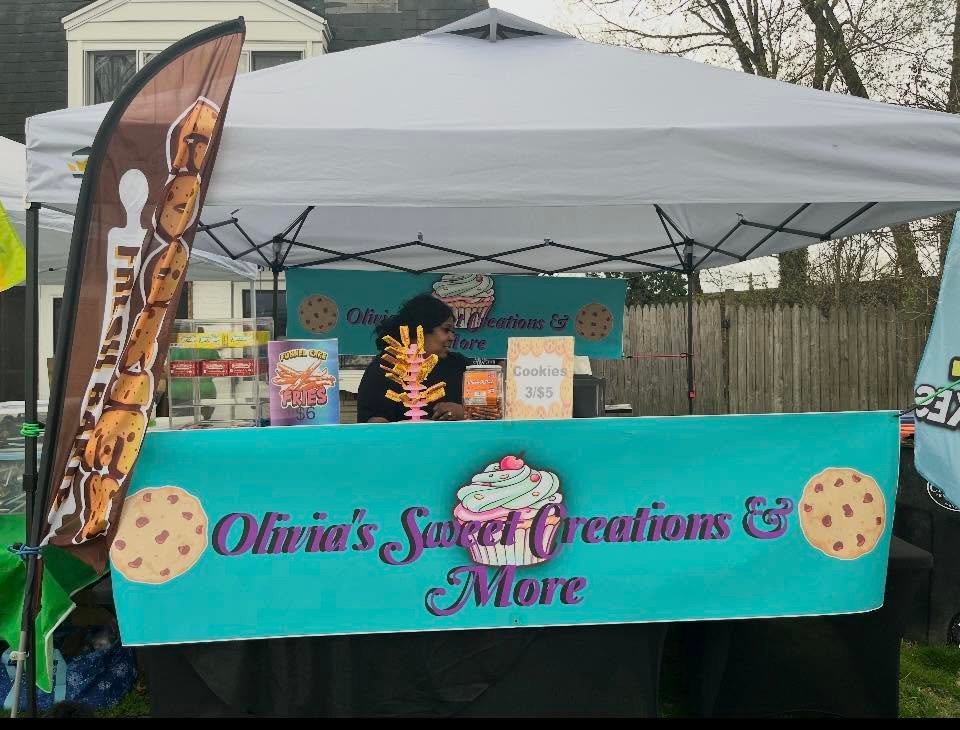 Olivia's Sweet Creations booth set up at Chester Memorial Park