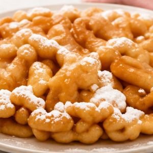 Apple pie funnel cake with cinnamon