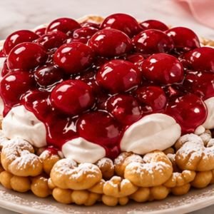 Cherry pie funnel cake